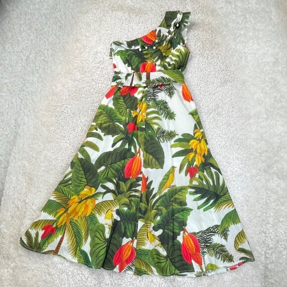 Farm Rio White Cocoa Forest One Shoulder Dress - Picture 4 of 16